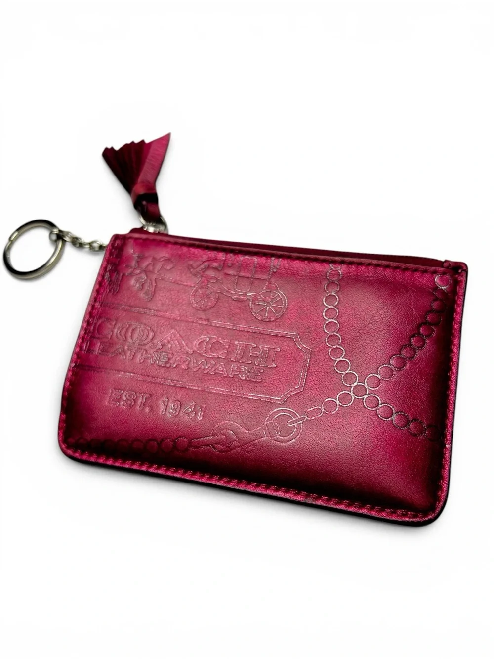 Coach Y2K Metallic Pink Key Pouch Coin Purse Card Holder